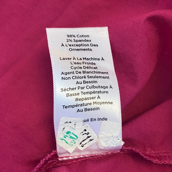 Talbots Magenta Blouse with Black Embroidered Detail & Bell Sleeves - Picture 10 of 11